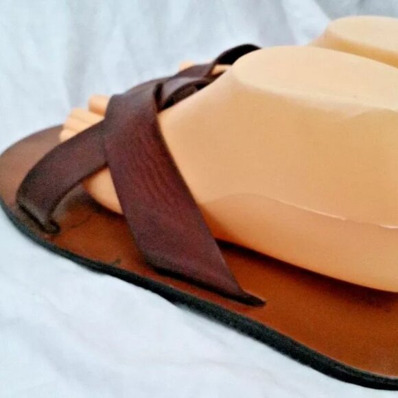 Banana Republic Brown Leather X Strap Sandals, Size 10 main image 4